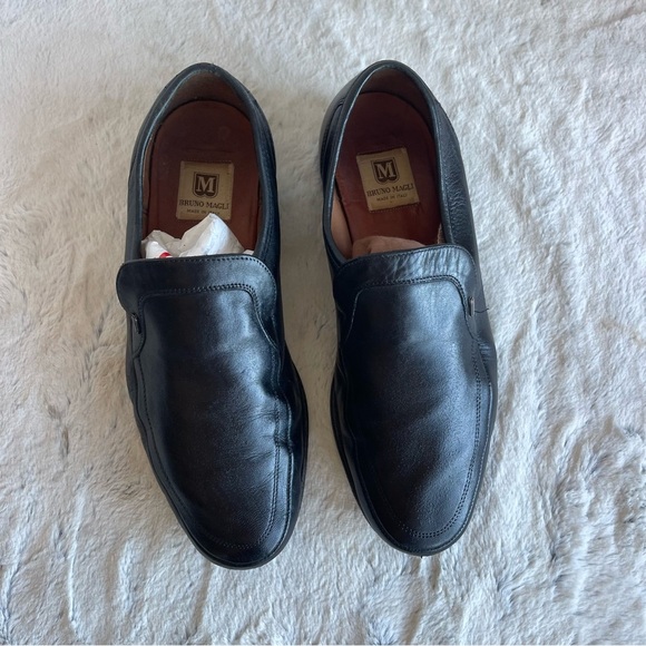 Bruno Magali Elegant Black Leather Men's Loafers Size 10 Made In Italy - Picture 5 of 13